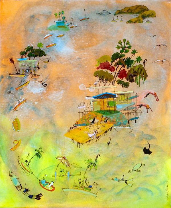 Three Summer Shacks, Invitation Cover large painting