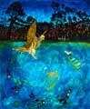 Swim at Dusk at Harper's Cove painting
