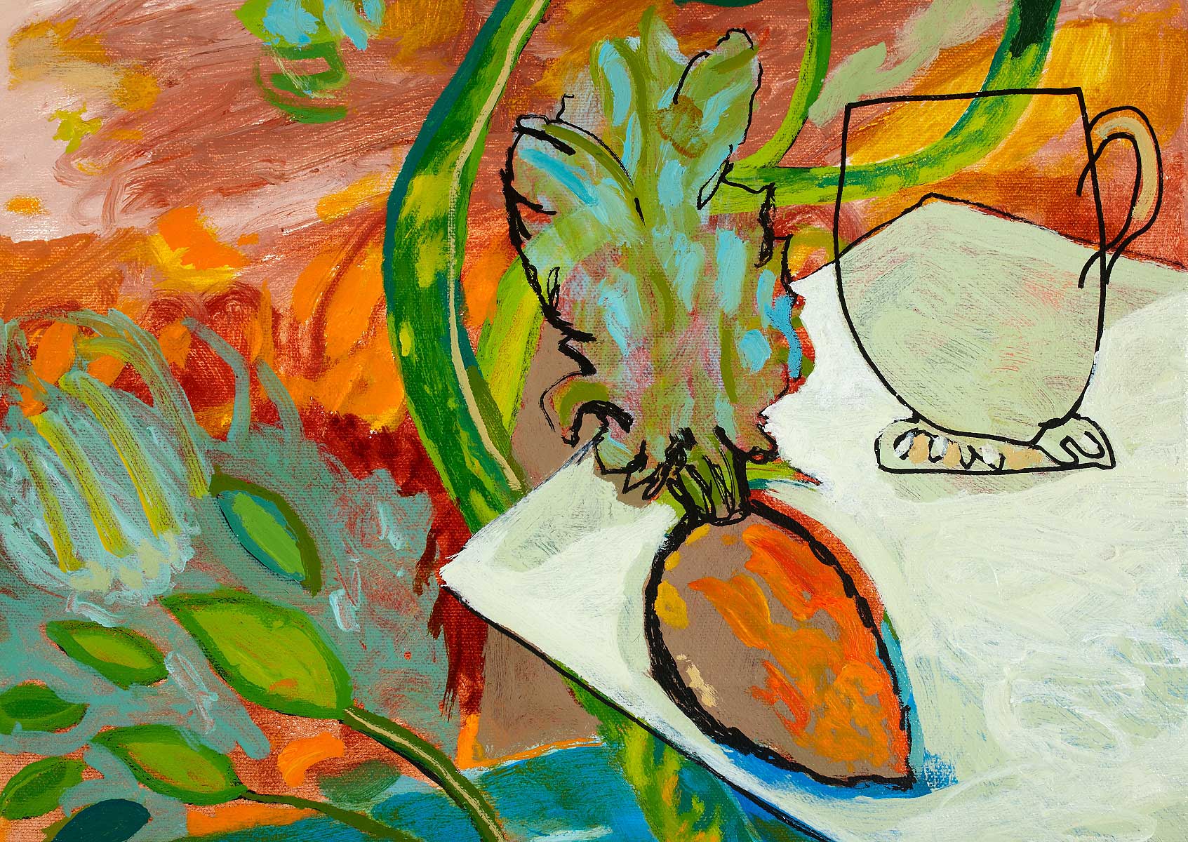 detail of juice squeezing painting
